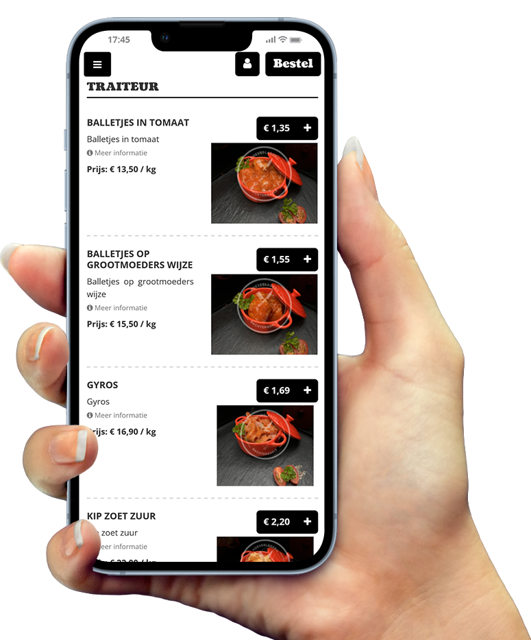 Voorbeeld van onze app op smartphone
